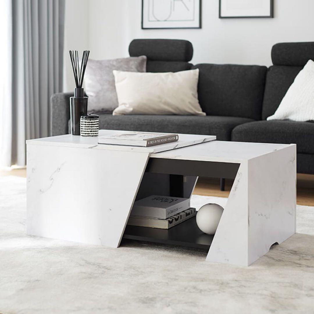 ローテーブル センターテーブル 正方形 スライド収納 引き出し LOWYA