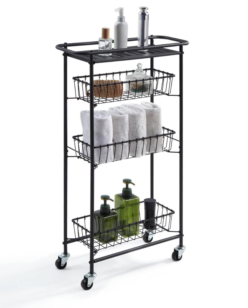 スリム 隙間収納 ラック 収納ワゴン キャスター付き スチール製