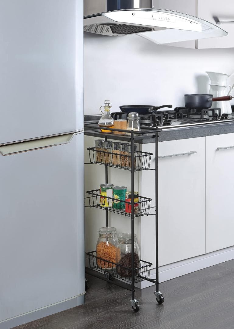 スリム 隙間収納 ラック 収納ワゴン キャスター付き スチール製