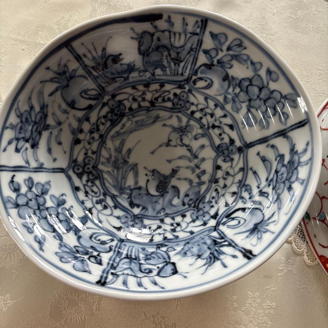 京焼 大野瑞昭 赤絵唐草柄　銘々皿　5客