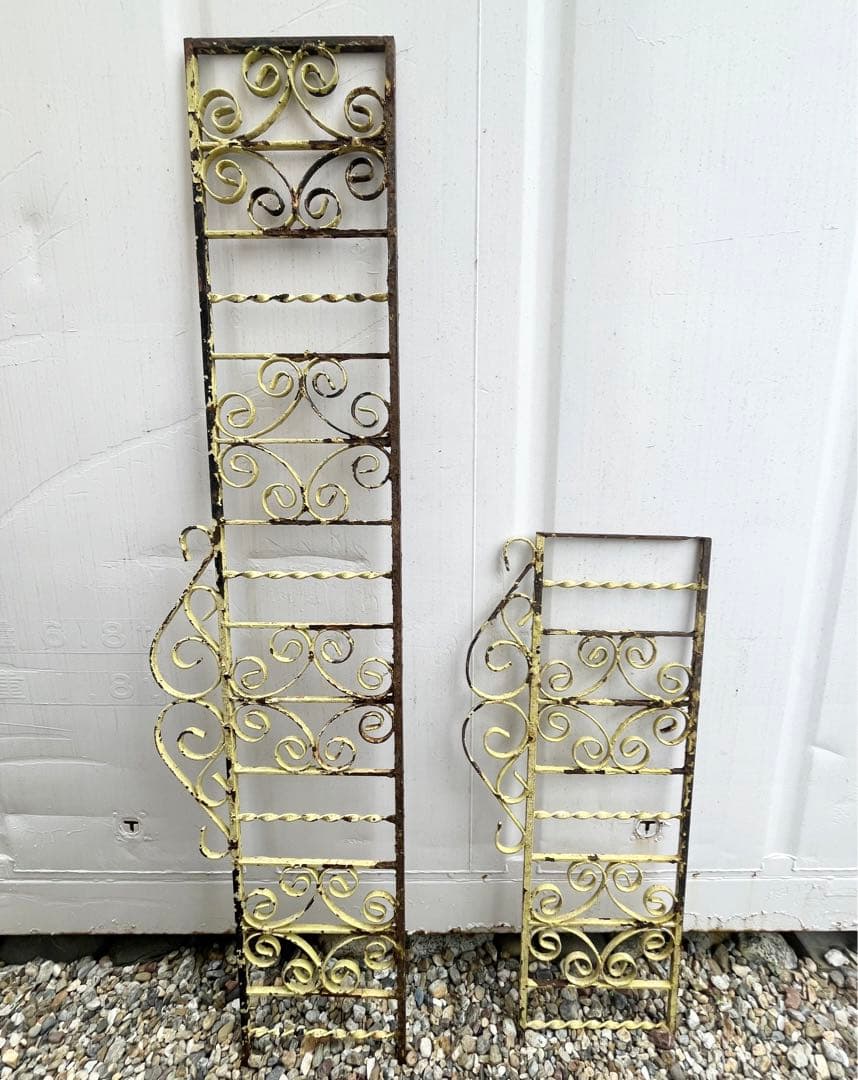 最終値下げ❗️イギリスアンティーク黄色 アイアンゲート アイアンフェンス2点set