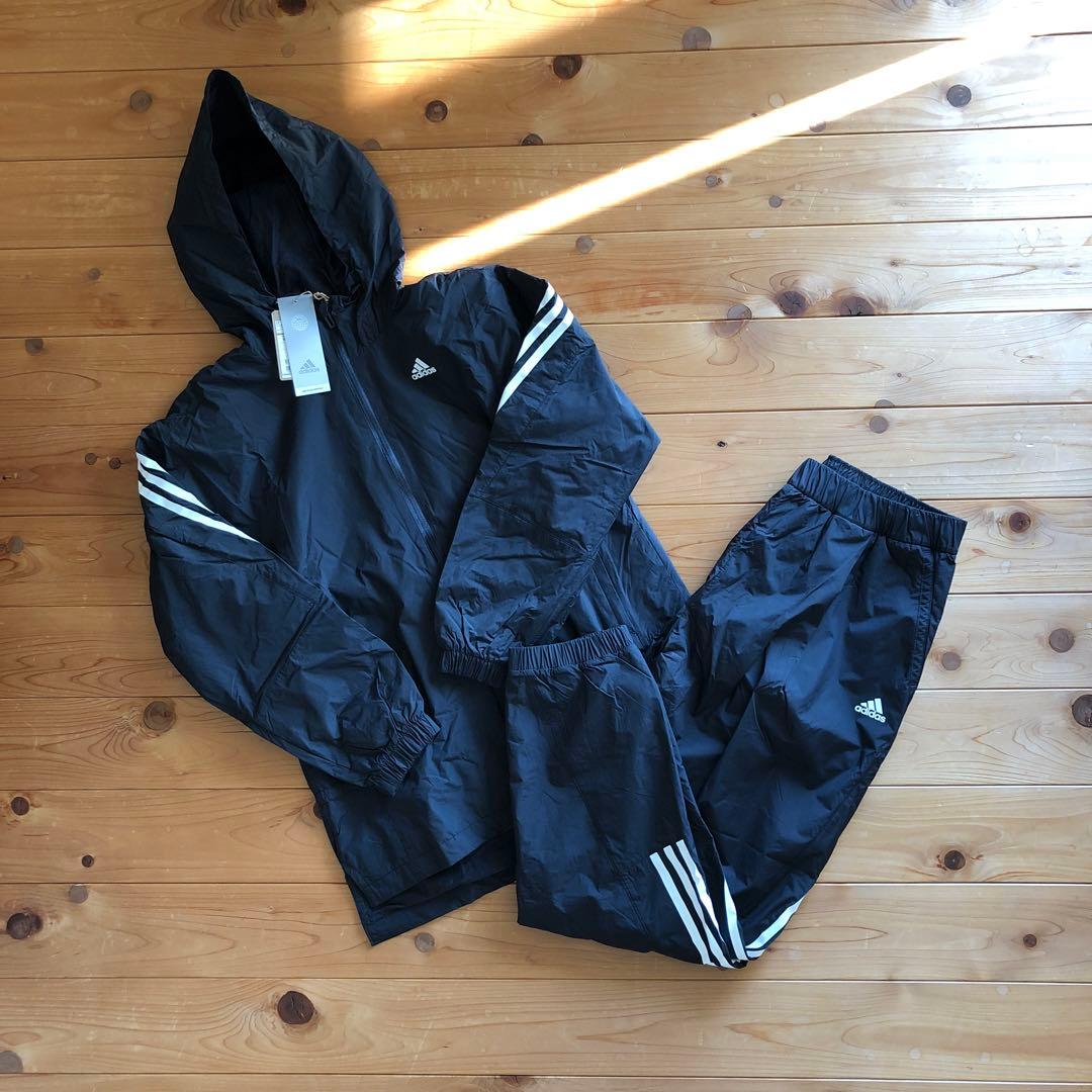adidas ジャージ　裏起毛　上下セット　Lサイズ　ブラック