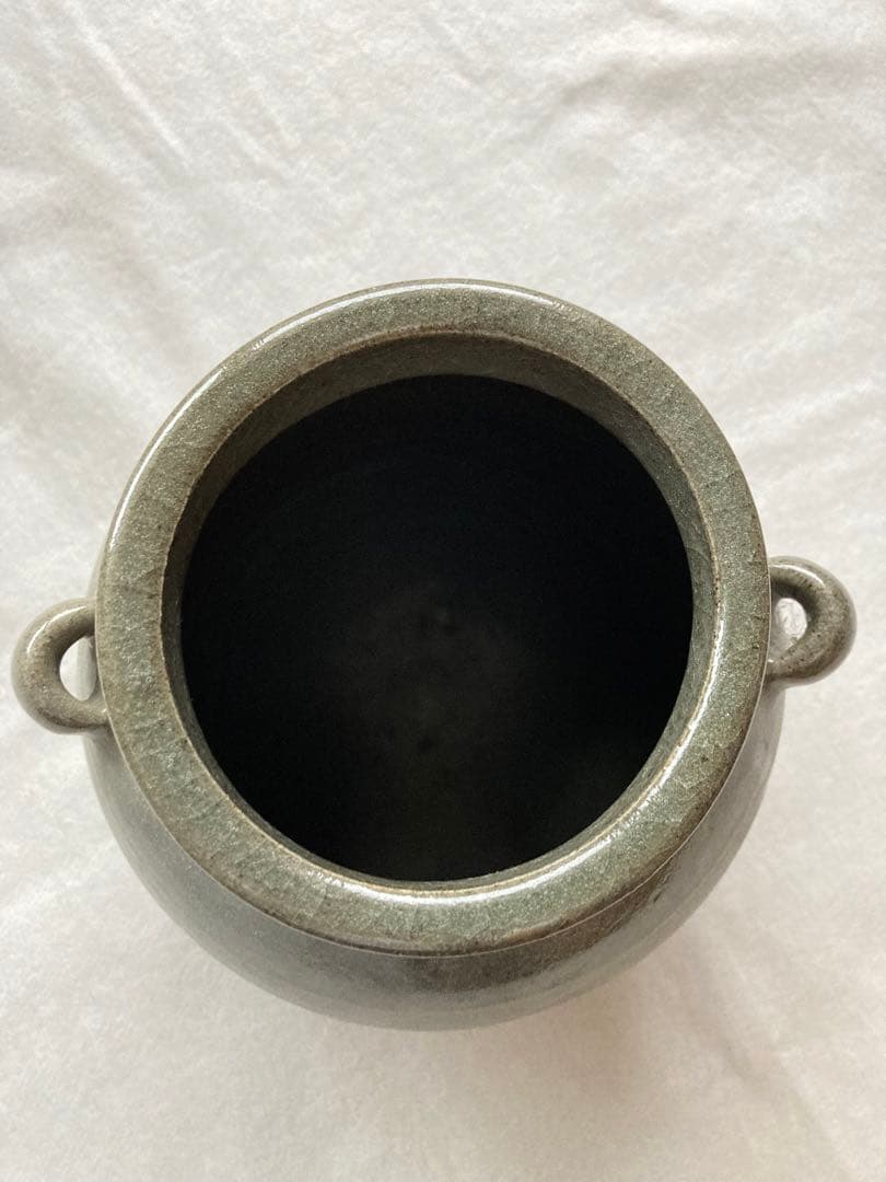 美品　唐津焼 宸山窯 鶴 壺 花器 木箱　共箱 久峰陶苑　送料無料　骨董　和風