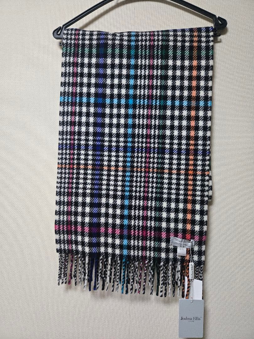 多色チェック柄フリンジマフラー