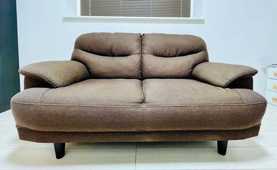 【格安セール中❗️美品】ニトリ：ハイバッククッション ファブリック2人掛けソファ