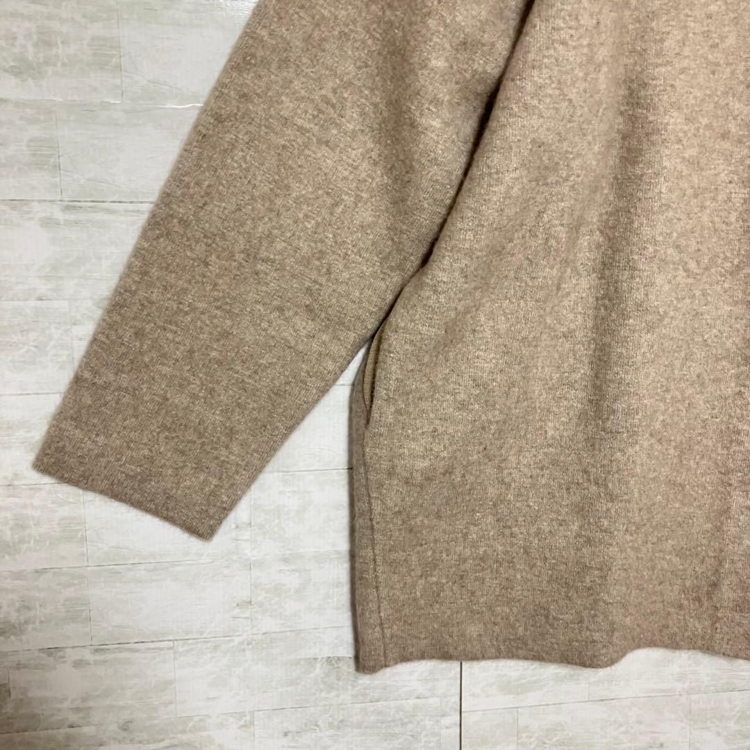 【美品】BEARDSLEY ビアズリー 洗える ニットコート ノーカラー モカ
