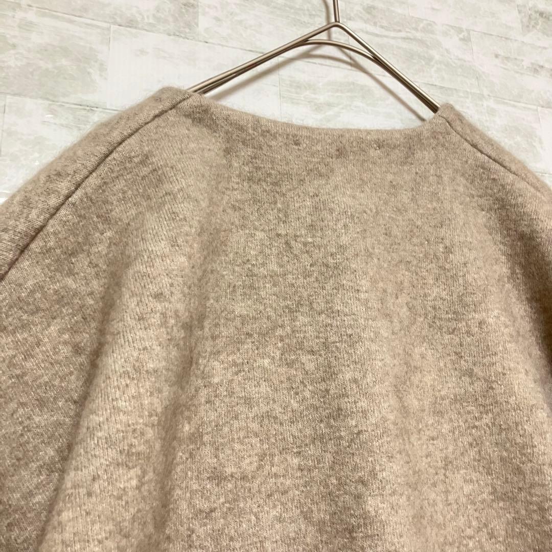 【美品】BEARDSLEY ビアズリー 洗える ニットコート ノーカラー モカ