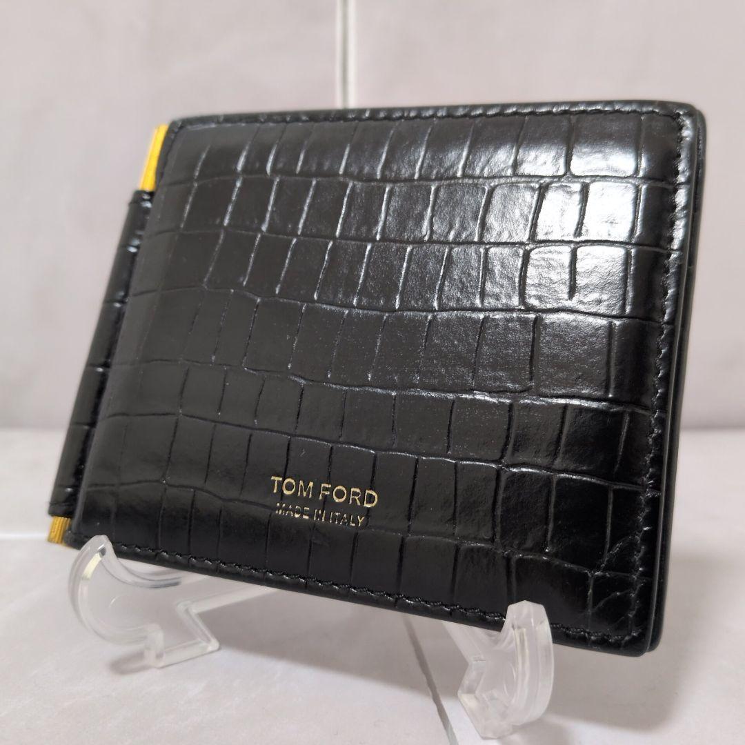 ✨美品✨トムフォード　マネークリップ　クロコ　ロゴ　レザー　財布