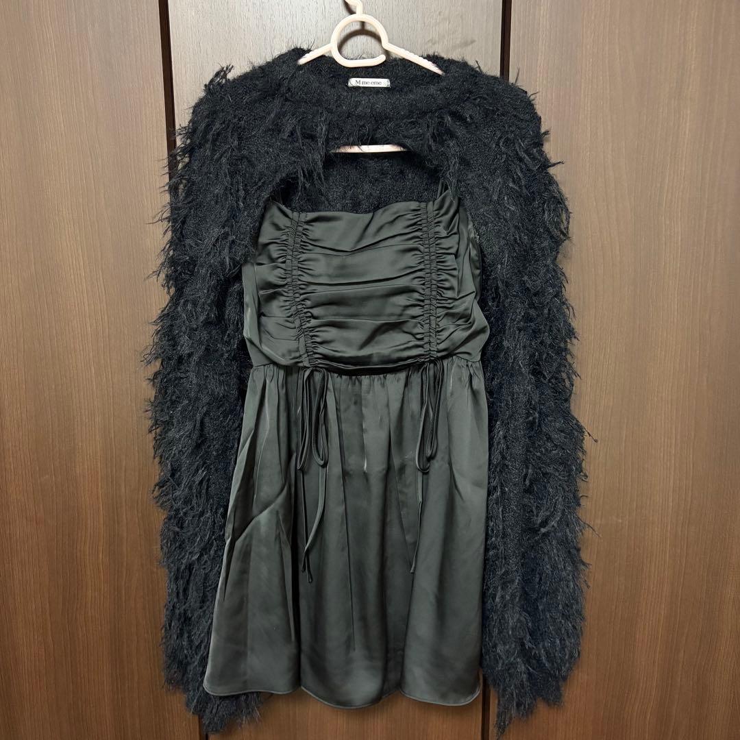 ワンピース M me eme Fringe satin ensemble one piece
