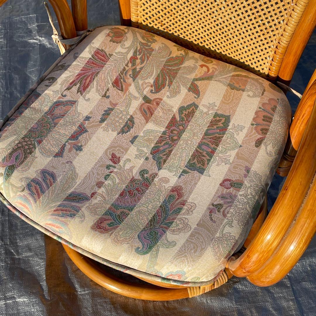 天然籐 ラタン 回転式 椅子 肘付き アームレスト付き