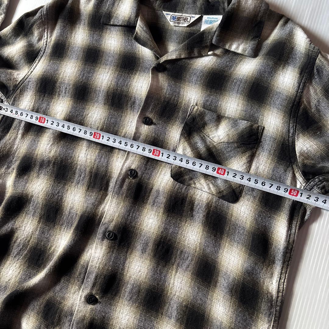 FIVE BROTHER 開襟 シャツ オンブレチェックシャツ 長袖