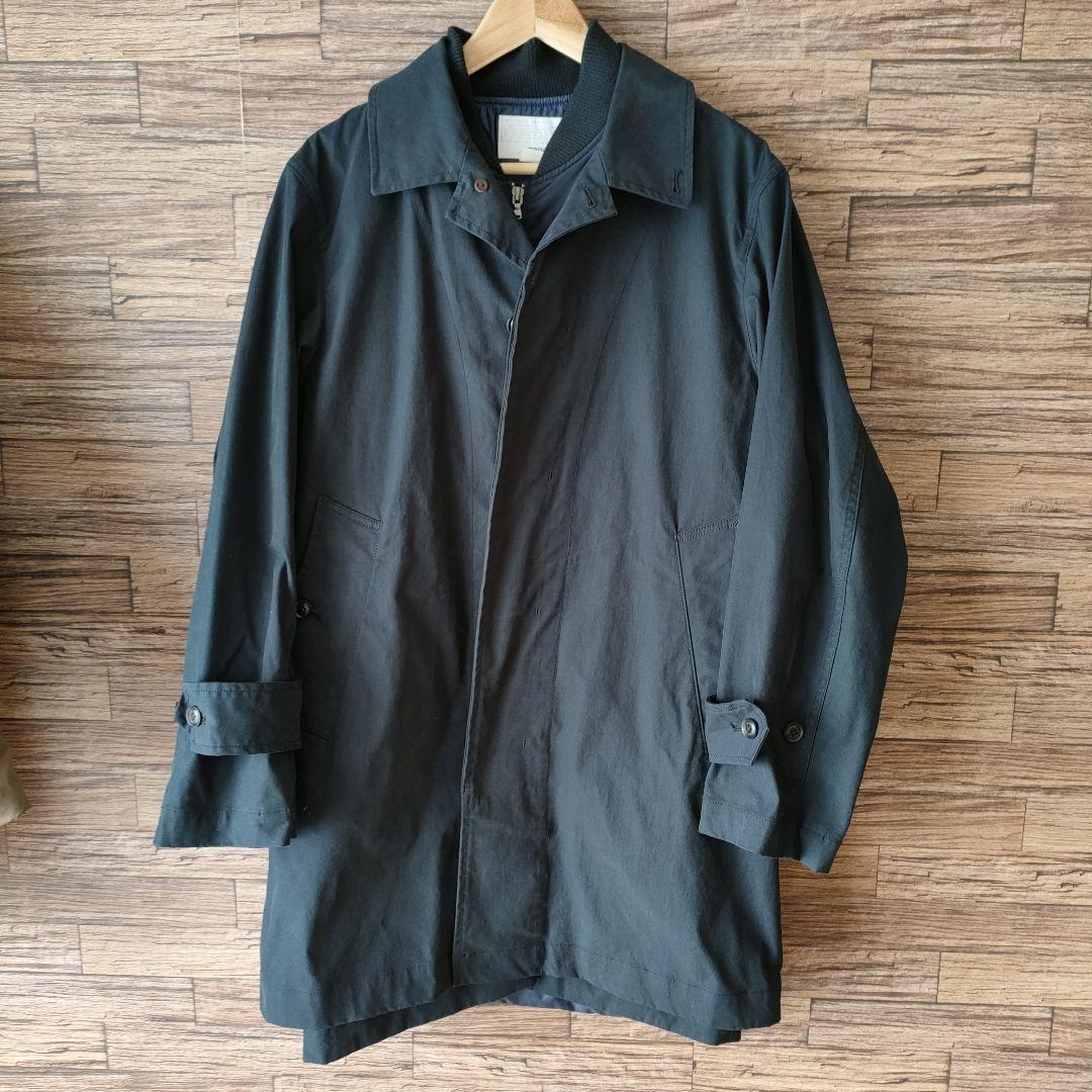 週末セール　nanamica ネイビー ステンカラーコート S　インナー光電子