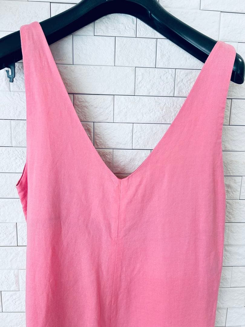 マイラン　リネン　コンビネゾン　ピンク