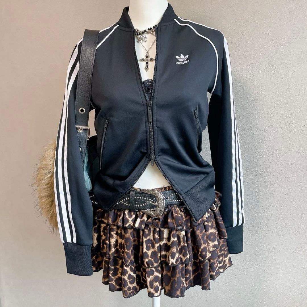 平成ギャル　アディダス トラックジャケット レディース　短丈　ブラック　黒