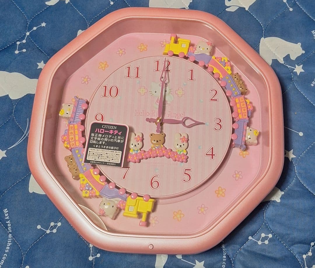 ハローキティ 八角形掛時計 ピンク