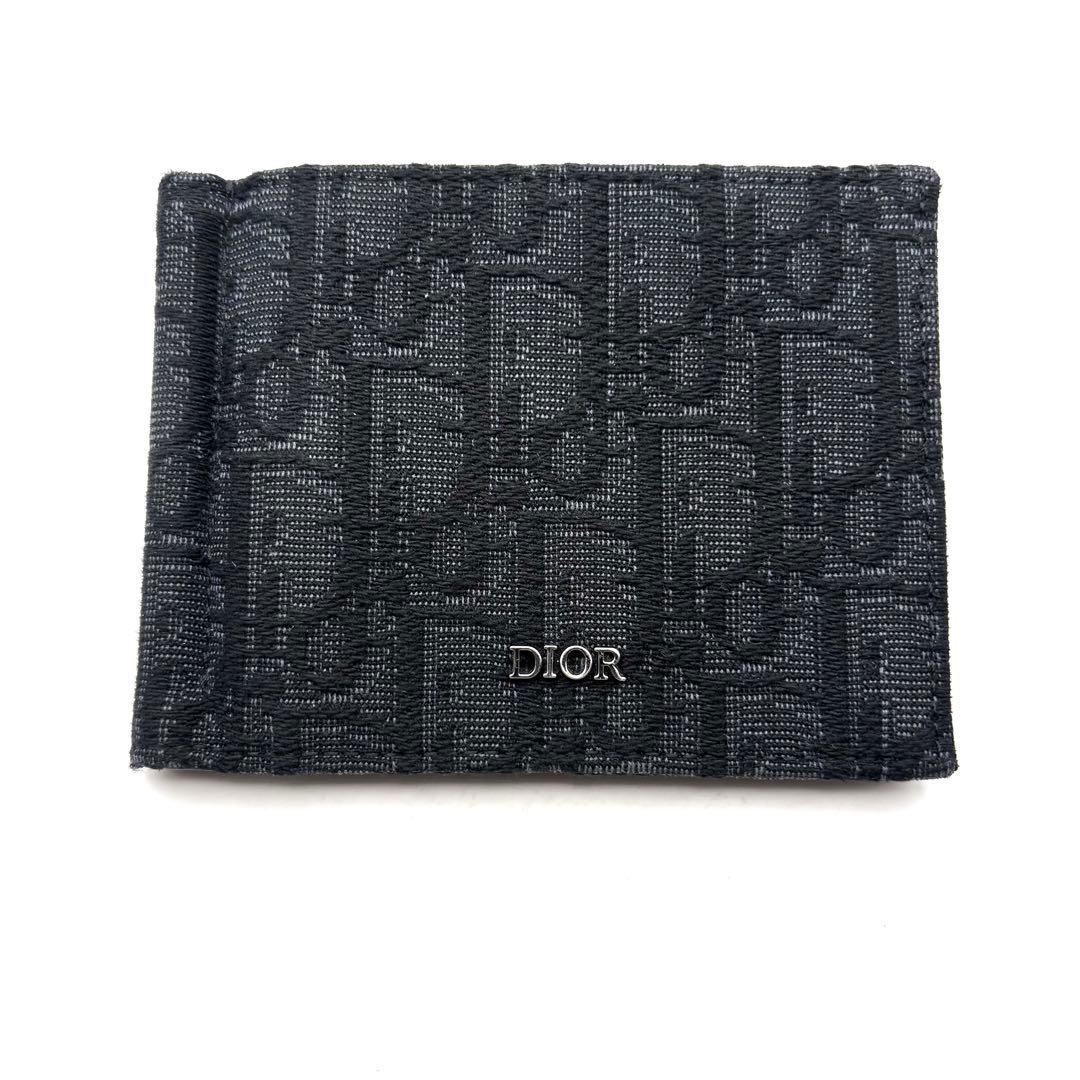 ディオール オブリーク マネークリップ 二つ折り財布 トロッター ロゴ 金具