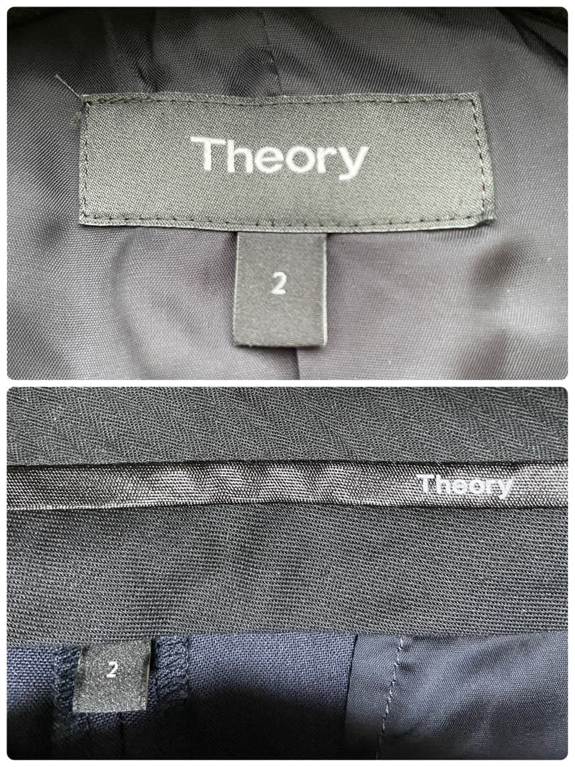 【専用Theory】パンツスーツ ノーカラージャケット ストレッチ ネイビーM
