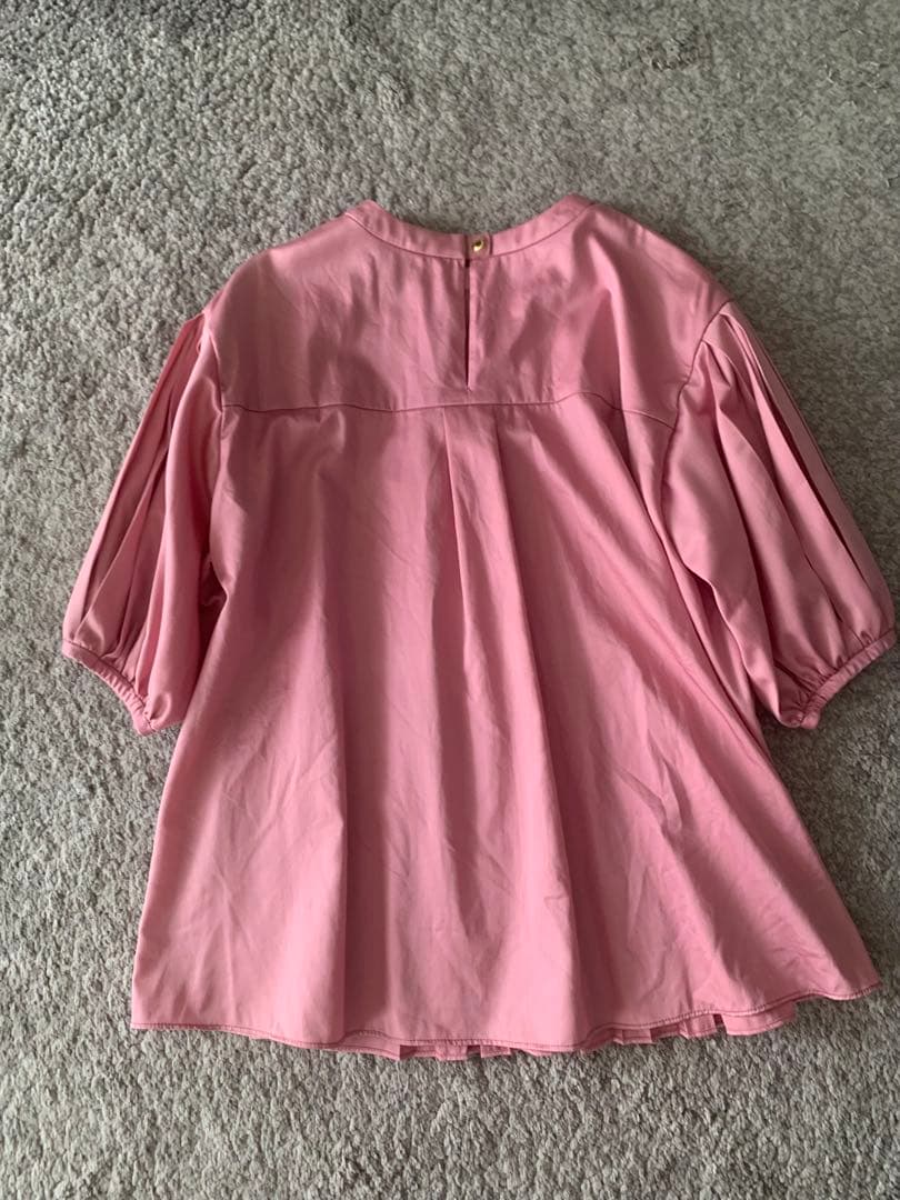 drawer ドロワー ピンクパフスリーブプリーツブラウス 36