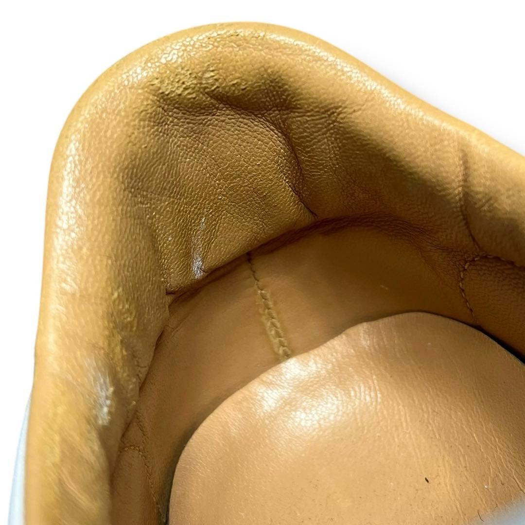 良品 HERMES クイック スニーカー H ロゴ レザー 23.5 ホワイト