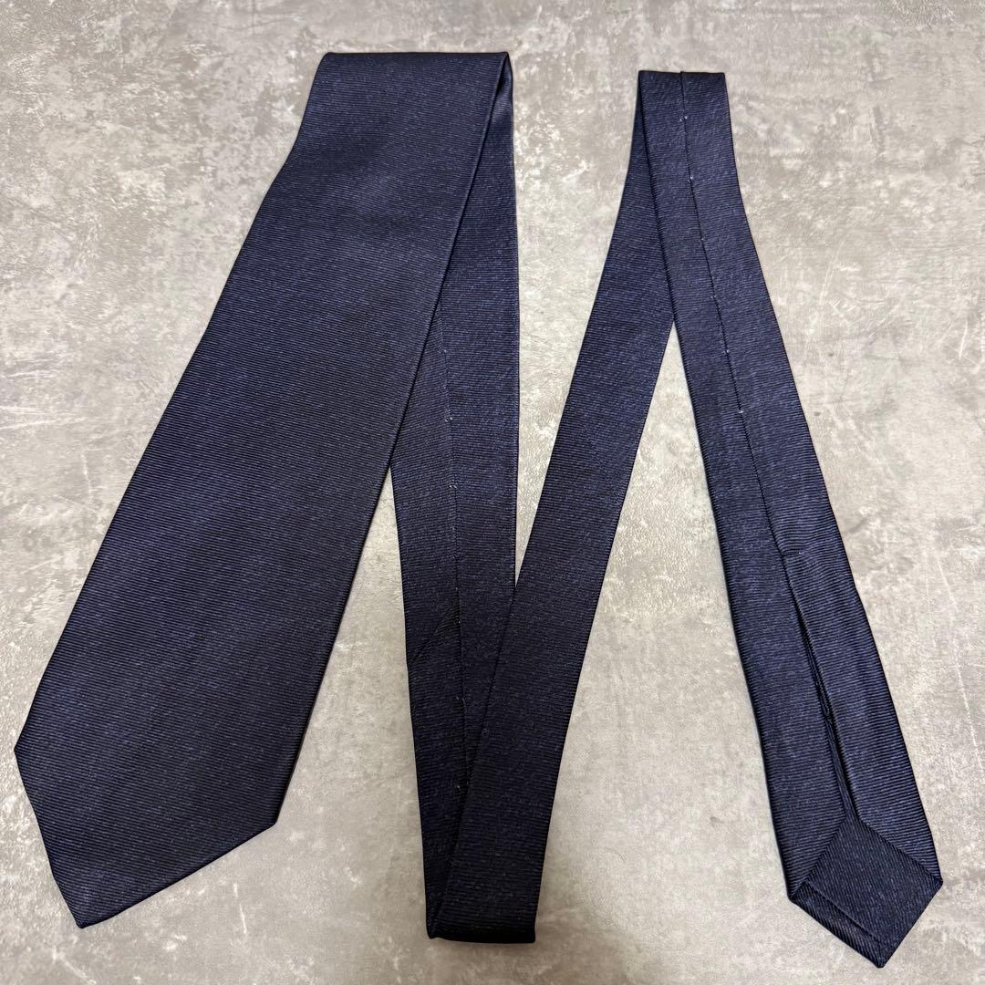 【✨極美品✨】BVLGARI ブルガリ ネクタイ ソリッド 無地 ネイビー 希少