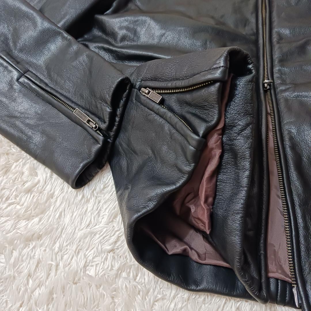 90s オールド バナナリパブリック M 肉厚 本革 シングル ダブルジップ