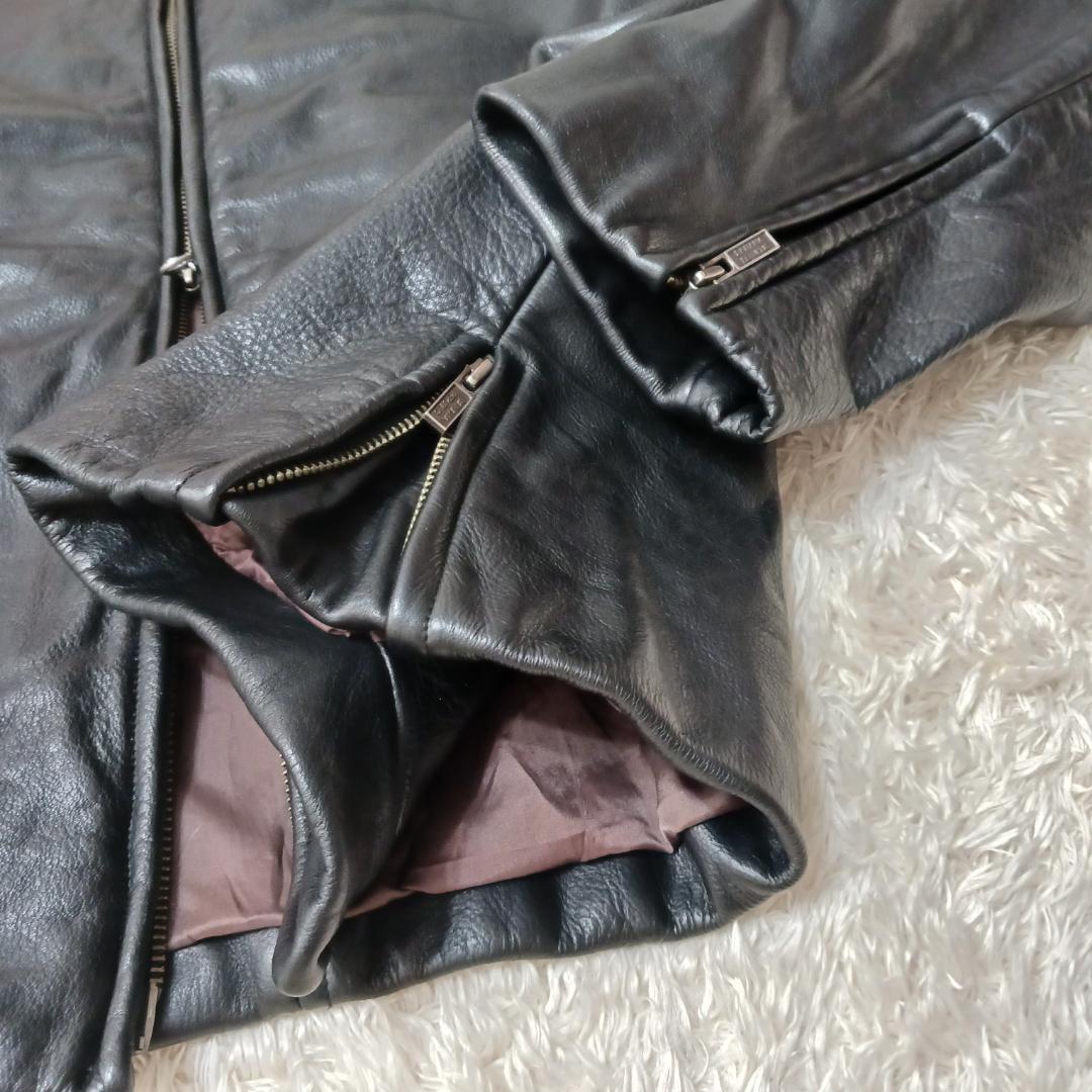 90s オールド バナナリパブリック M 肉厚 本革 シングル ダブルジップ