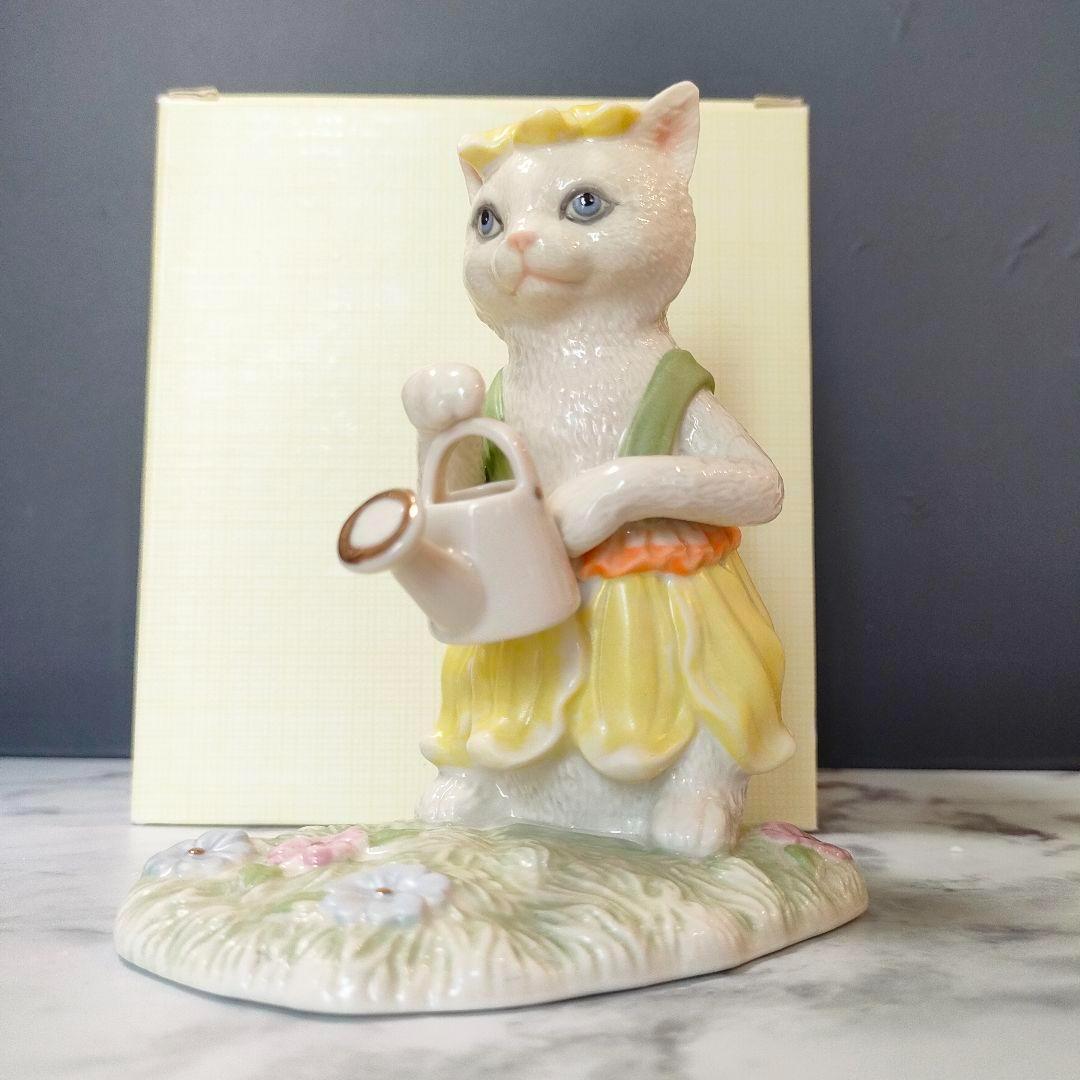 大きなサイズ レノックス ジュエリー 24K 猫 陶器 置物 キャット フラワー