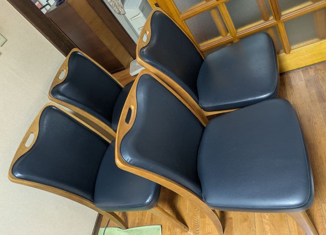 濃紺　ダイニングチェア 4脚セット　引き取り限定
