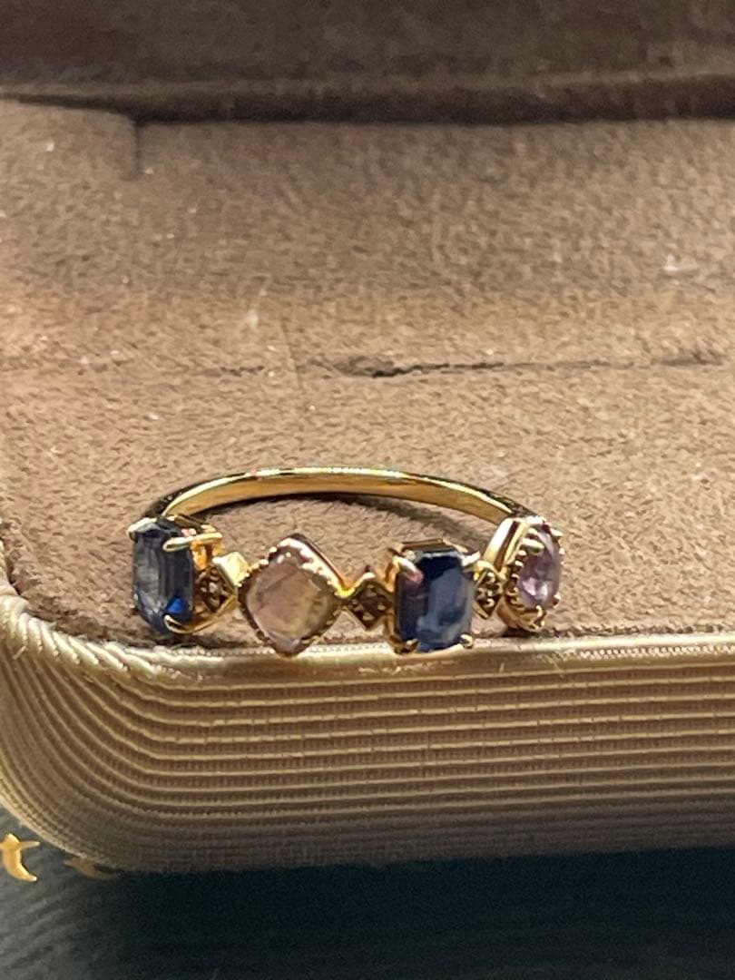 【現行品】agete K10 マルチストーン リング 11号