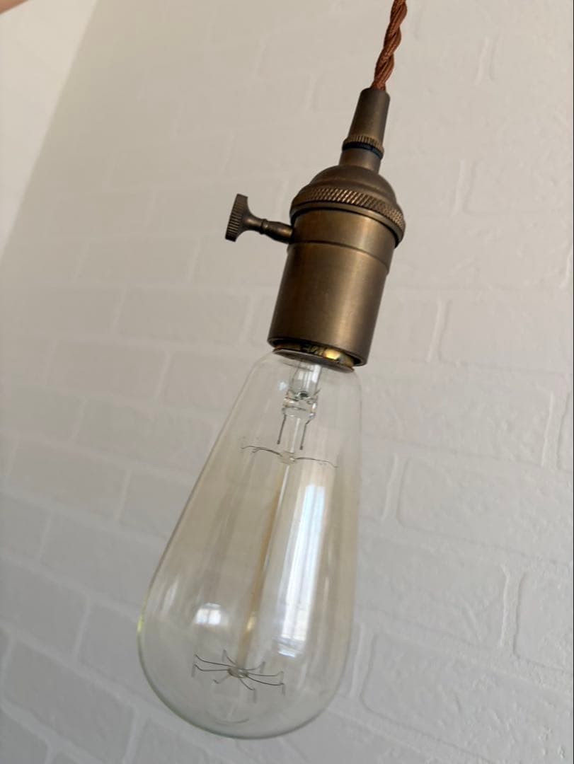 真鍮ペンダントライト　スイッチ付　ビンテージ裸電球エジソンライト　3個セット