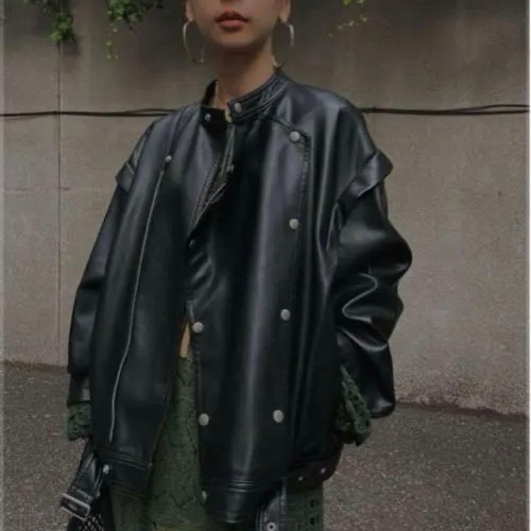 新品タグAMERI RETRO SYNTHETIC LEATHER JACKET