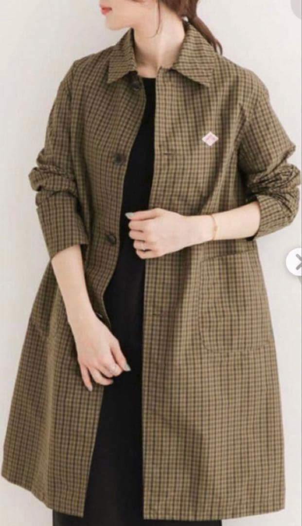 DANTON ダントン ナイロンタフタステンカラー　チェック スプリングコート