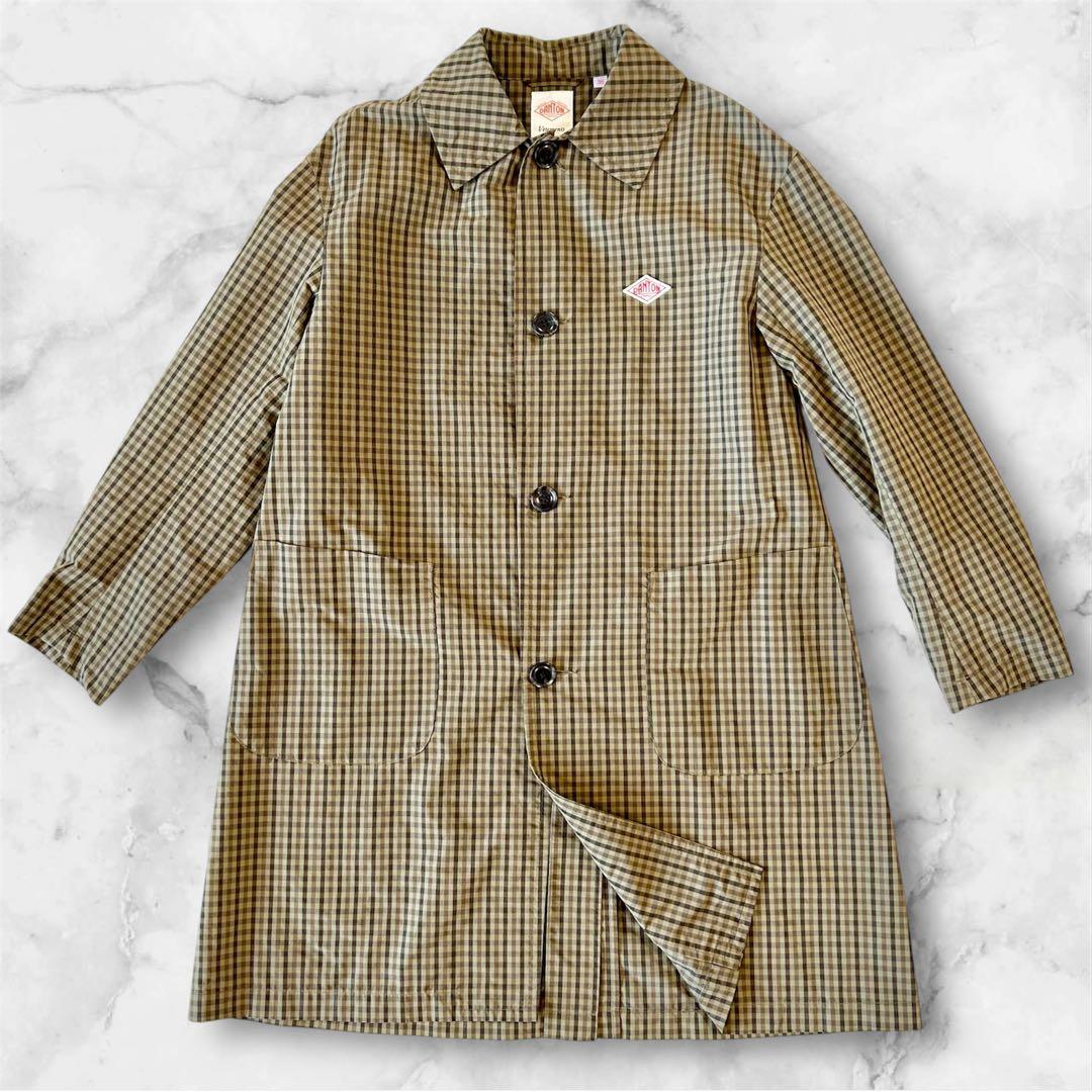 DANTON ダントン ナイロンタフタステンカラー　チェック スプリングコート