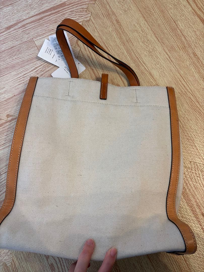 ベージュ キャンバス レザートートバッグ　オルセット　olsetto