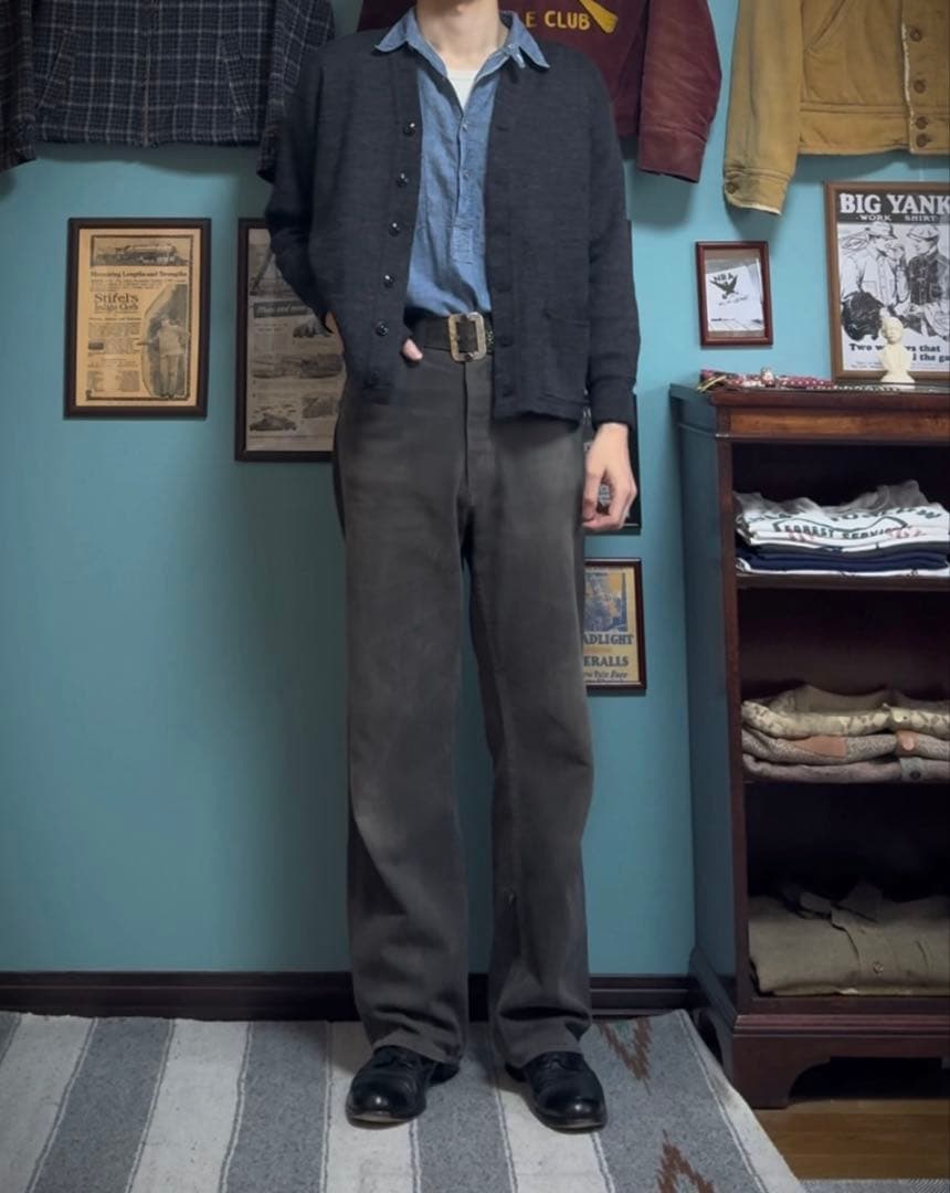 30s 40s カーディガン　ウール　ワークカーディガン