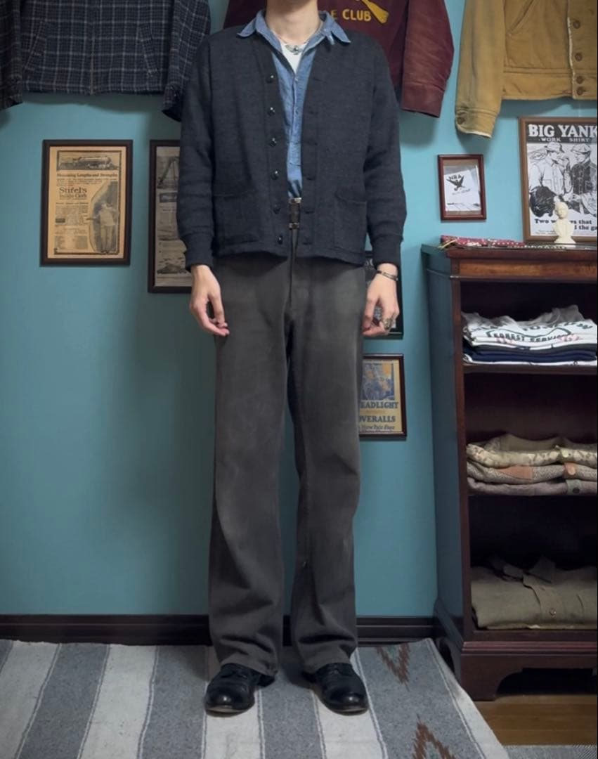 30s 40s カーディガン　ウール　ワークカーディガン