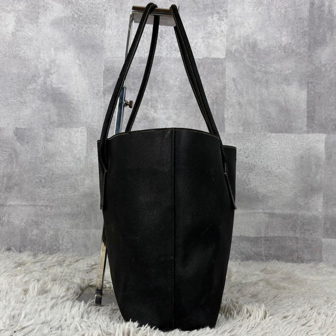 A4可 希少 PRADA レザー トートバッグ ポーチ 三角プレート ブラック