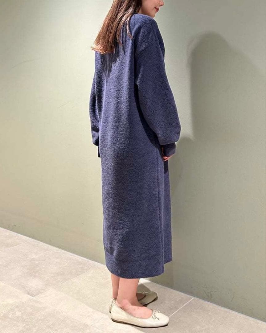 ジェラートピケ シーズー ジャガードワンピース ネイビー 新品 犬柄 ドッグいぬ