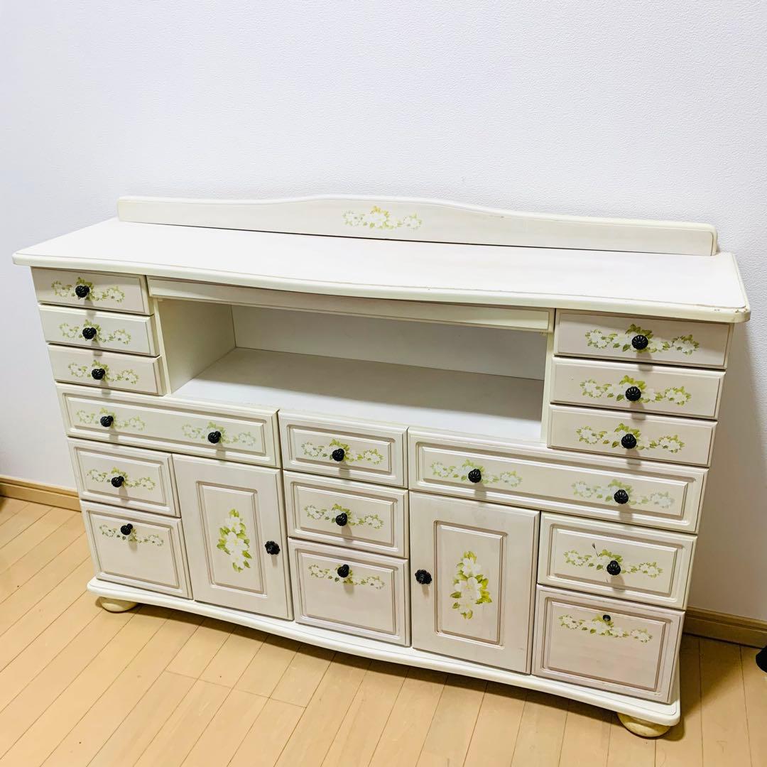 ロココ調 6段 チェスト ジャスミン　アンティーク 姫系　　キャビネット 白家具