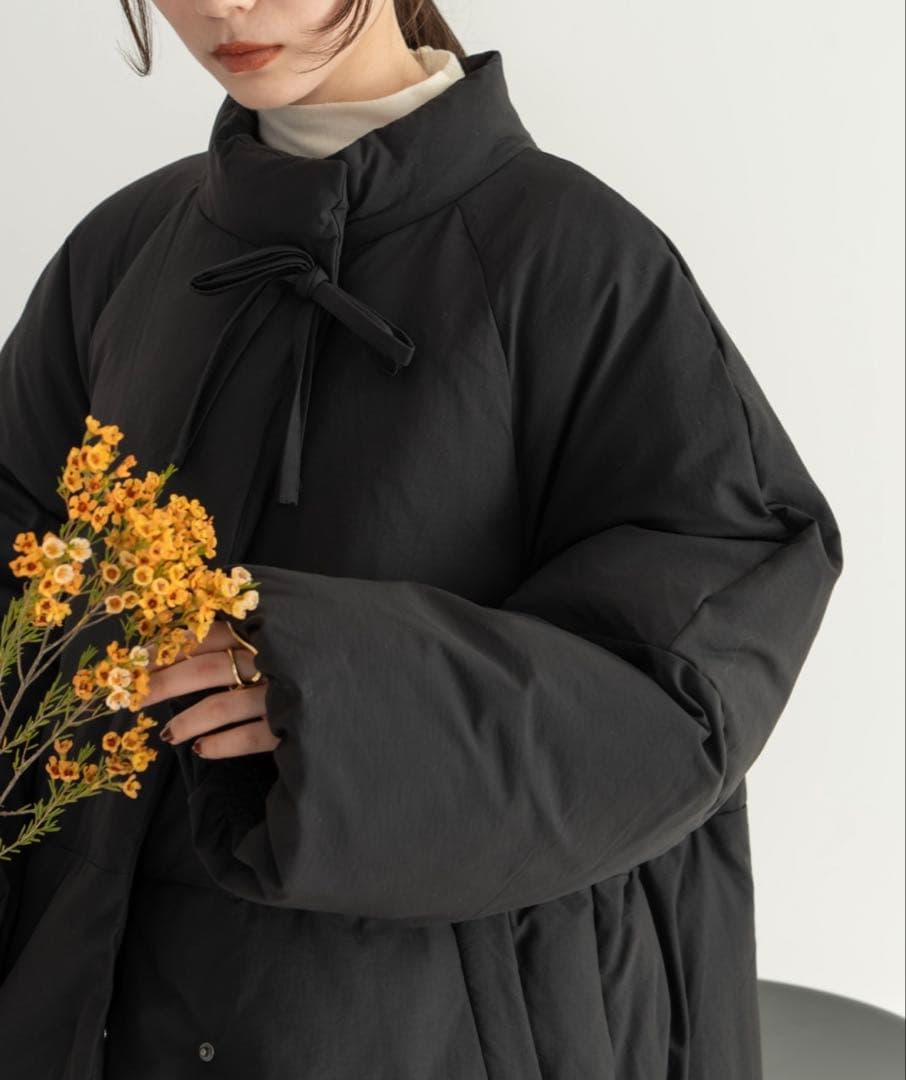 中綿リボンミドルコート　hinari