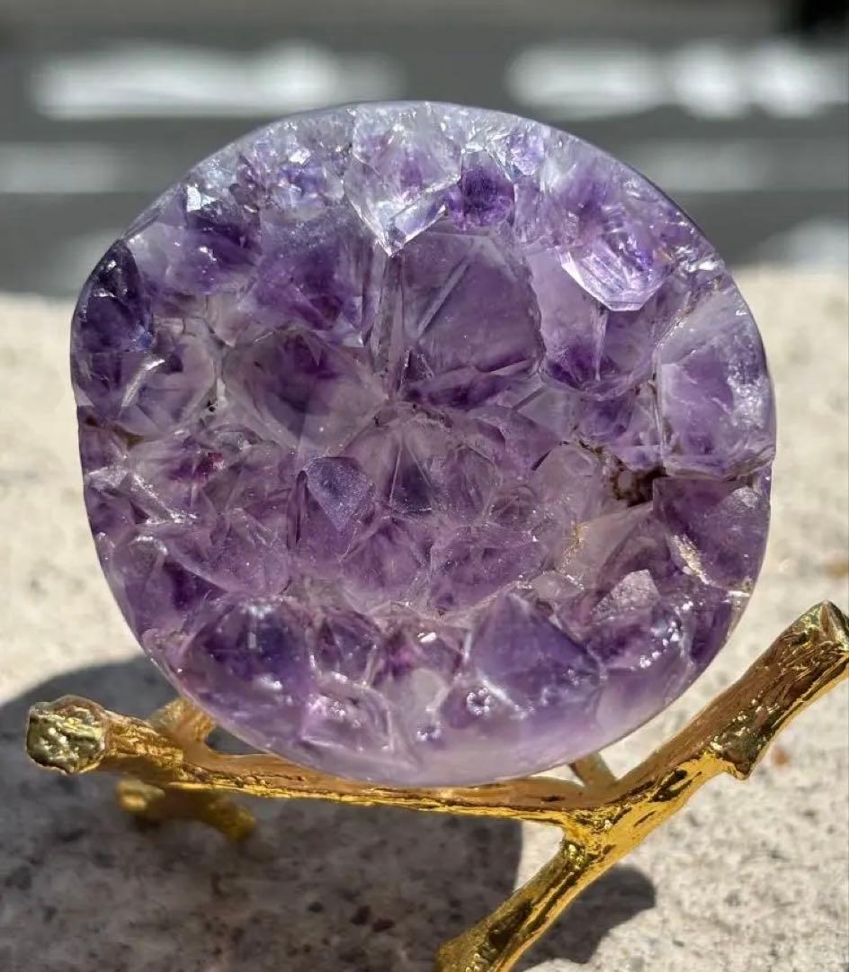 【来福】ウルグアイ産⭐️虹入り！アメジスト笑口⭐️龍穴⭐️ RM 125