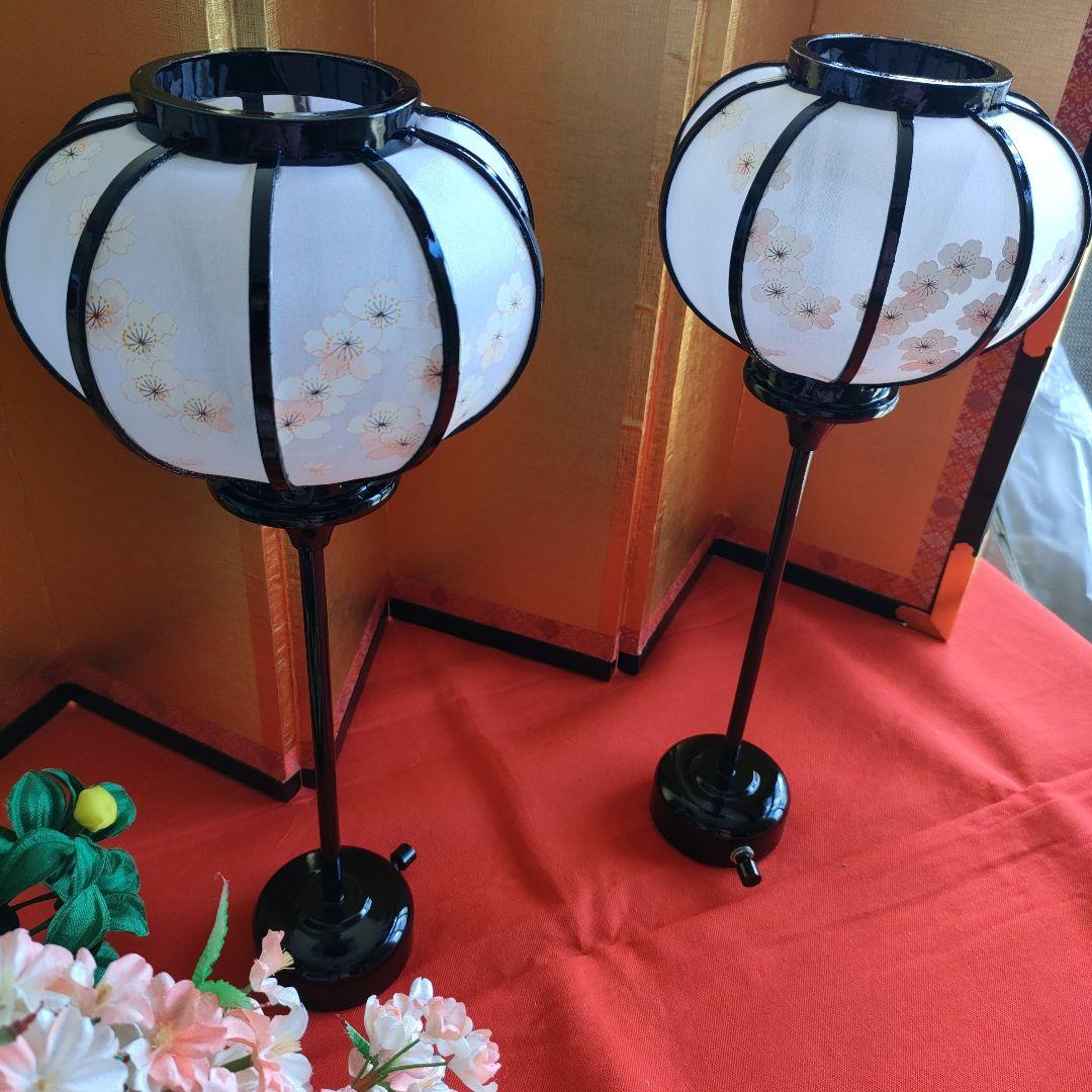 雛道具　雪洞　こはる13号黒塗コードレス(高さ36cm)　桜橘(高さ約21cm)