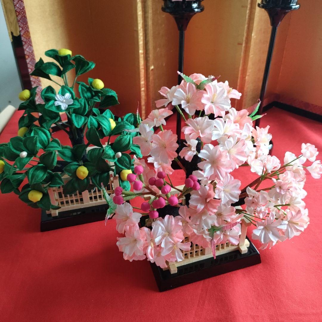 雛道具　雪洞　こはる13号黒塗コードレス(高さ36cm)　桜橘(高さ約21cm)