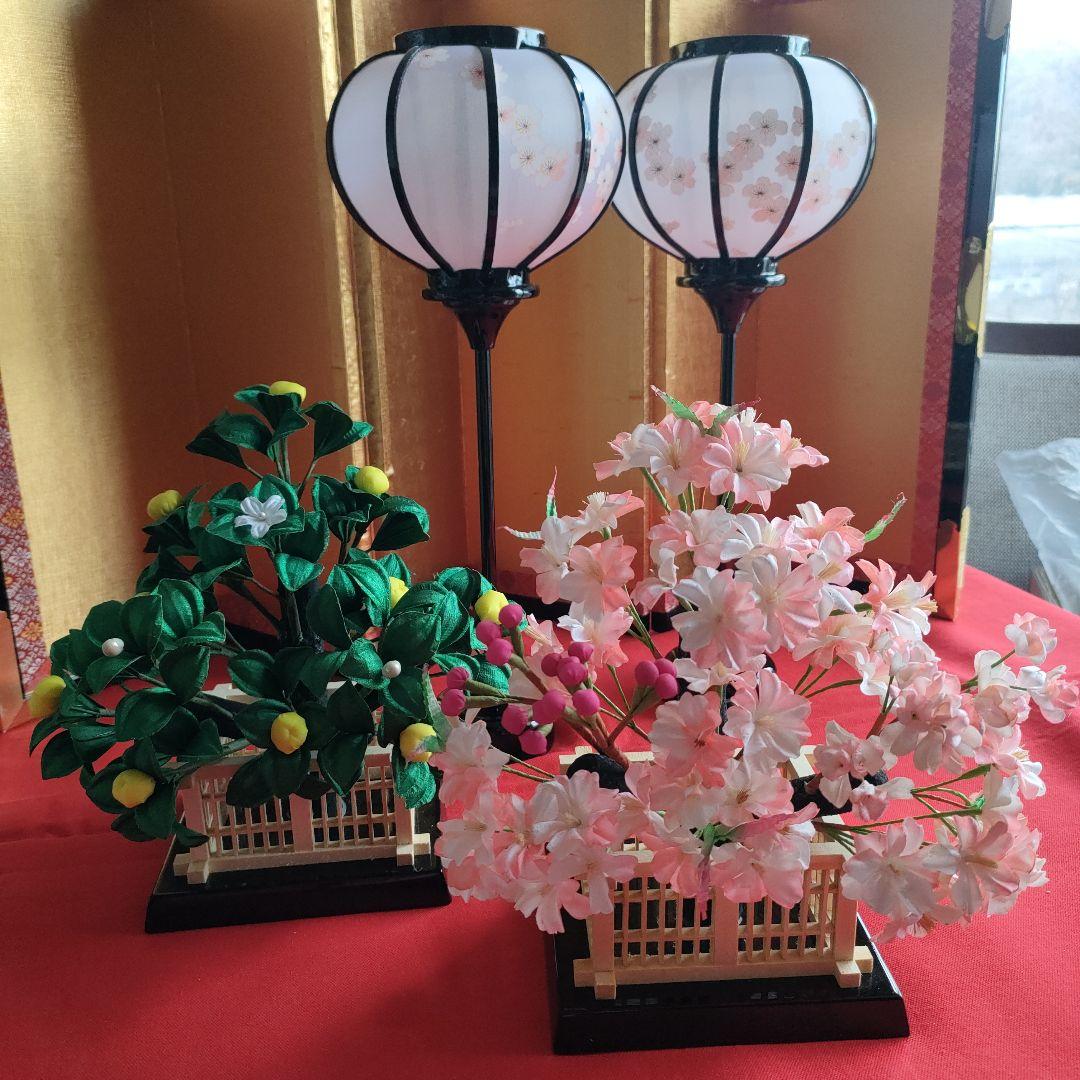 雛道具　雪洞　こはる13号黒塗コードレス(高さ36cm)　桜橘(高さ約21cm)