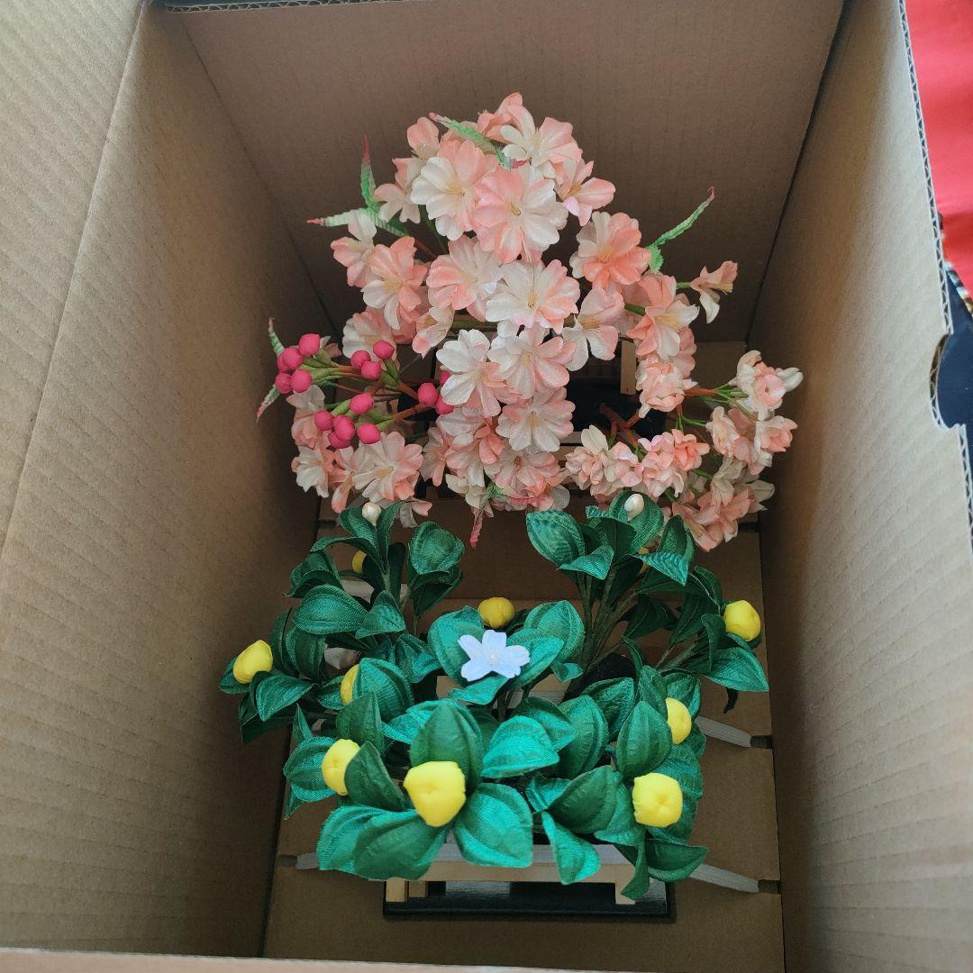 雛道具　雪洞　こはる13号黒塗コードレス(高さ36cm)　桜橘(高さ約21cm)