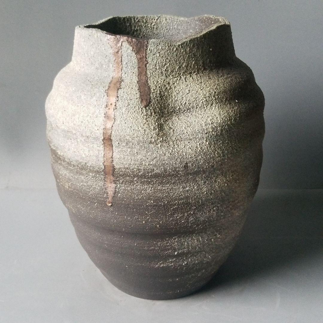 信楽焼傘立て 金彩流し壷 信楽焼 高さ４４cm