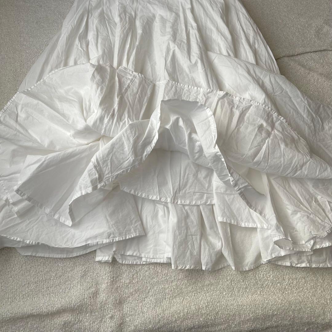 【美品】mizuiro ind コットン ボリュームフレアスカート ホワイト