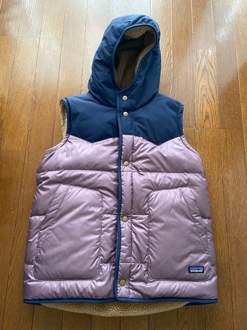 【良品】パタゴニア リバーシブルベスト パープル　キッズXXL