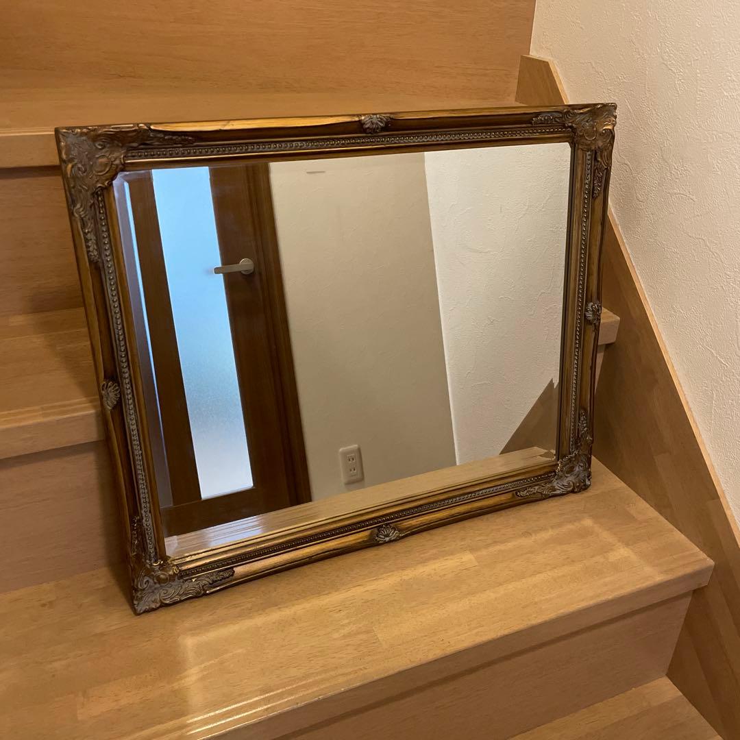 栄進物産　金縁　壁掛けミラー