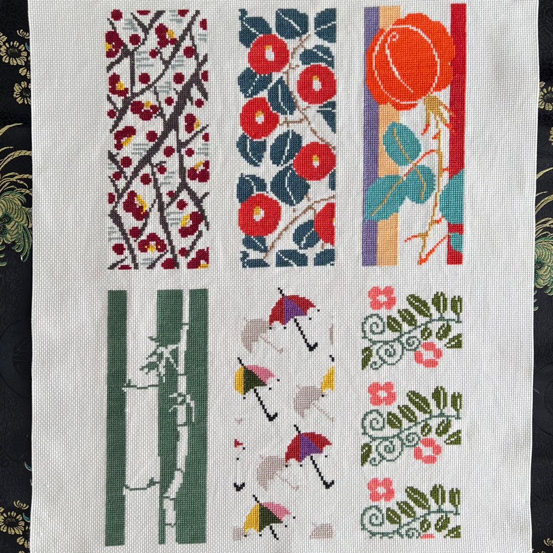 【完成品】クロスステッチ　竹久夢二　サンプラー　B4フレーム用